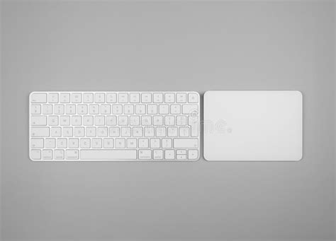 Top View of White Keyboard, Touchpad on Light Grey Background. Stock Photo - Image of buttons ...