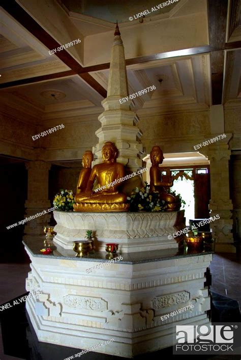 Interior of Buddhist Temple Brahma Vihara-Arama in Bali, Stock Photo ...