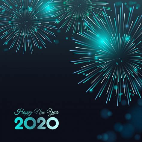 Premium Vector | Happy new year 2020 fireworks bacground