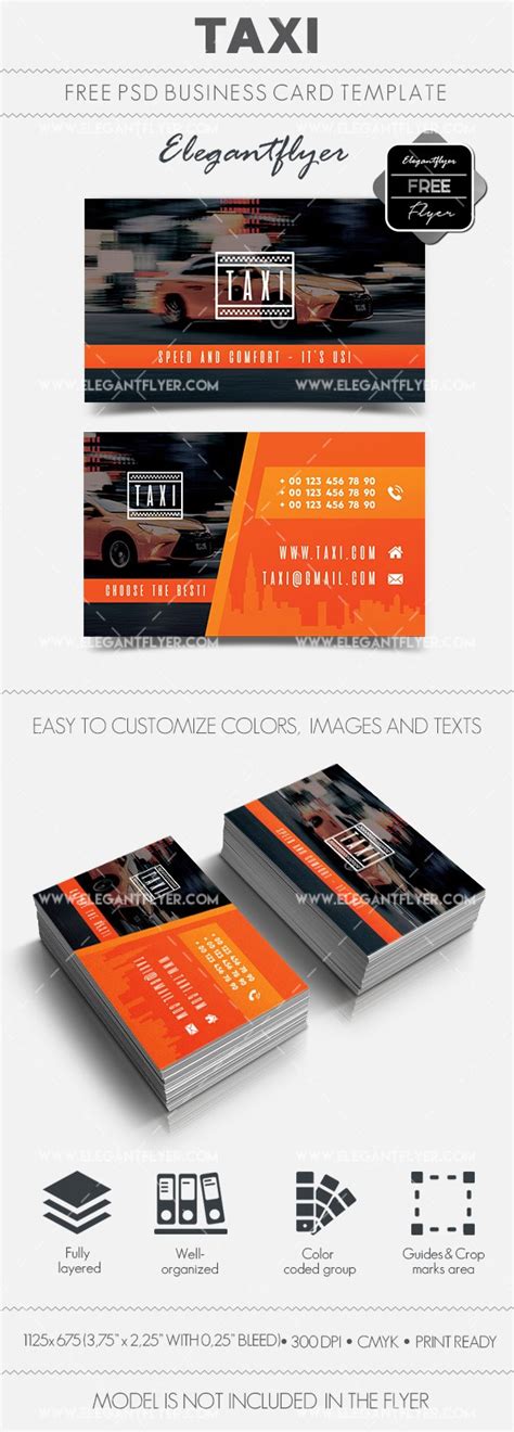 Black Simple Taxi Free Business Card Template PSD | by Elegantflyer