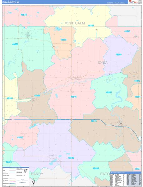 Ionia County, MI Wall Map Color Cast Style by MarketMAPS - MapSales