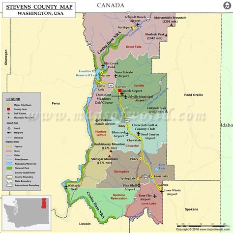 Stevens County Map, Washington