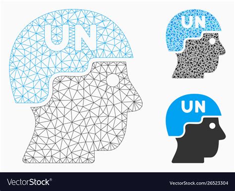 United nations soldier helmet mesh network Vector Image