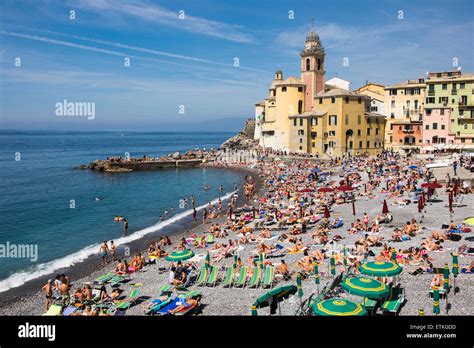 The beach of Camogli, Italy Stock Photo - Alamy