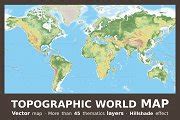 Topographic World Vector Map | Creative Market