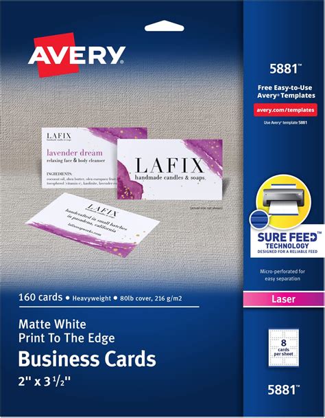 Amazon.com : Avery 8371 Business Cards, Inkjet, 2-Inch x3-1/2-Inch, 250/PK, White : Business ...