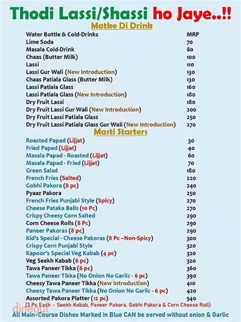 Menu of Kapoor's Cafe, Jayanagar, Bangalore | Dineout discovery