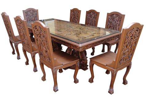 Brown 6 Seater Hand Carved Wooden Dining Table, For Home, Size: 72 X36x30, Rs 72000 /cone | ID ...
