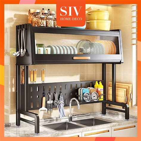 Siv Dish Cabinet Rack Over-The-Sink Drainer With Cover Plate Drying ...