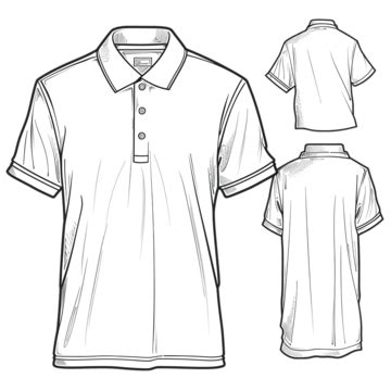 Flat Outline Polo Mock Up With Alternative Sleeve Length And Preview Sides, Polo, Outline, Shirt ...