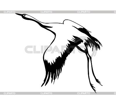 Silhouette of flying crane | Stock Vector Graphics | CLIPARTO