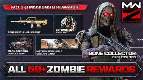 THE 50+ MW3 ZOMBIES REWARDS & HOW TO UNLOCK THEM... (ACT 1-3 MISSIONS ...