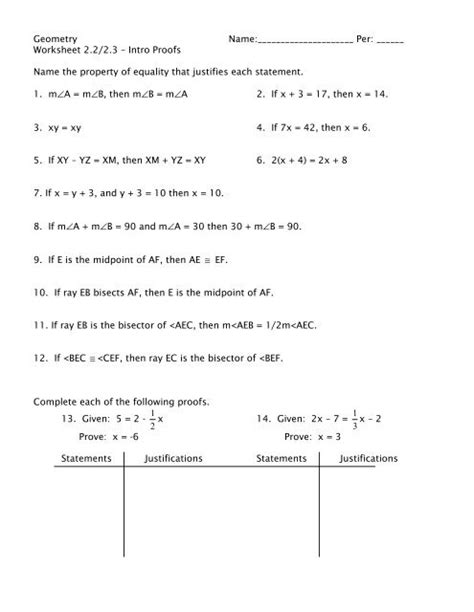 Algebraic Proofs Worksheets - Math Monks - Worksheets Library