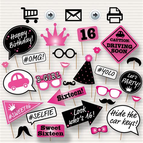 Free Printable Sweet 16 Photo Booth Props - Printable Templates