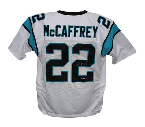 Christian McCaffrey Autographed/Signed Pro Style White XL Jersey ...