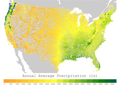 Map of Annual Average Precipitation in the USA