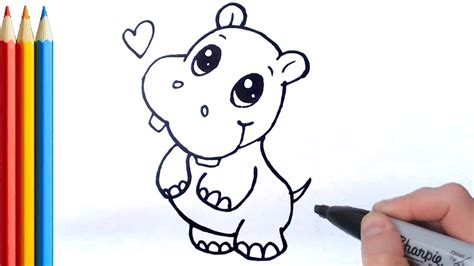 Easy Hippo Drawing at PaintingValley.com | Explore collection of Easy ...