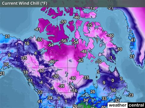 Canada National Wind Chill Map (Fahrenheit) | WeatherCentral