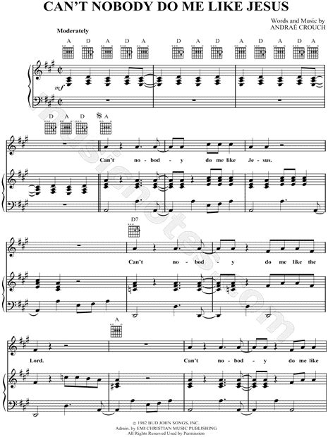 Andraé Crouch "Can't Nobody Do Me Like Jesus" Sheet Music in A Major - Download & Print - SKU ...