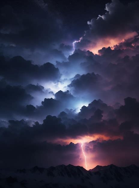 Premium AI Image | Lightning in the night sky Thunderstorm