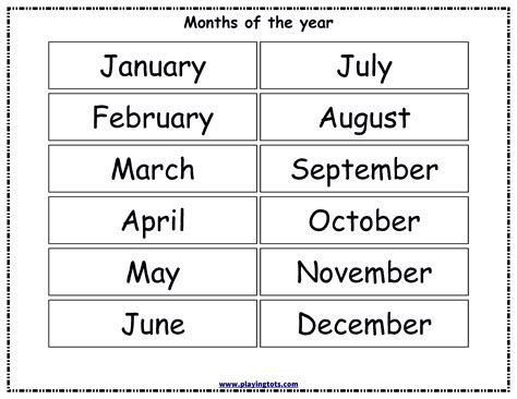 Free Printable Months Of The Year Chart - Free Printable