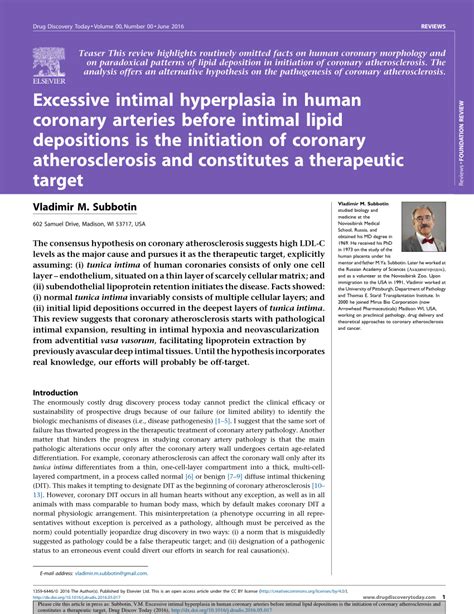 (PDF) Excessive intimal hyperplasia in human coronary arteries before ...