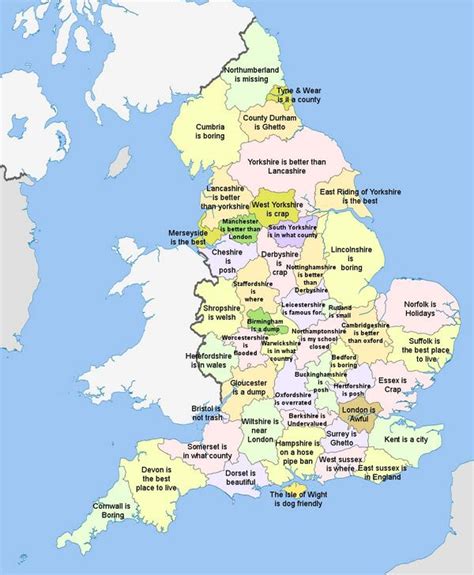 The Passive Aggressive County Map of England