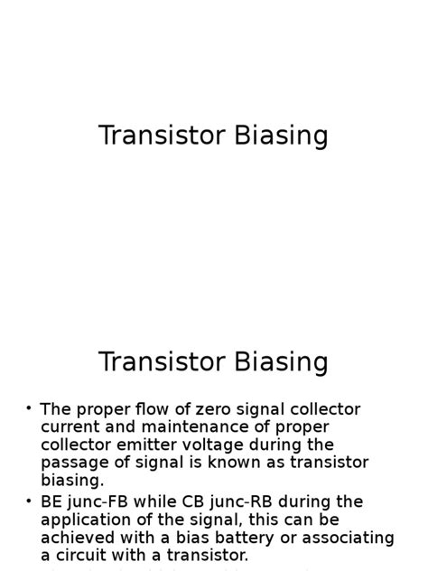 Transistor Biasing | PDF