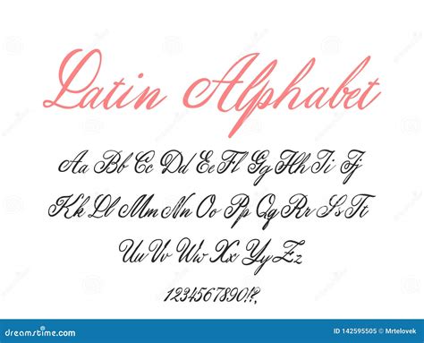 Latin Alphabet Classical Calligraphy and Lettering. Wedding Font Stock Vector - Illustration of ...