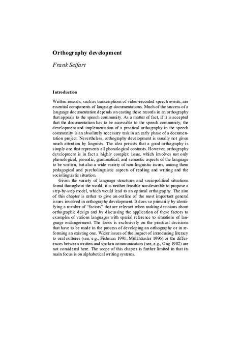 (PDF) Orthography development | Frank Seifart - Academia.edu