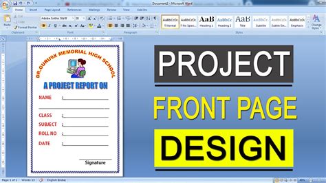 How to Create a Project Front Page in Microsoft Word | Cover Page Design in Microsoft Word | Ms ...