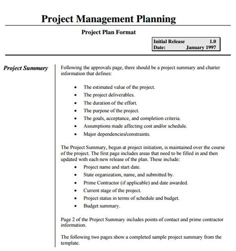 Project Management Plan Example | Template Business