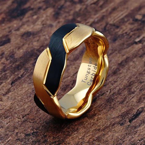 Black Gold Infinity Knot Design Tungsten Rings for Men Wedding Band ...