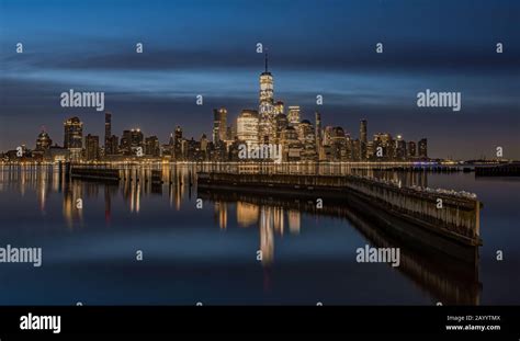 New York City Skyline at Night Stock Photo - Alamy