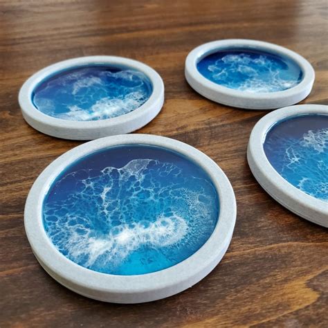 3d Printed Resin Art Coasters Ocean Coasters Set of 4 2 - Etsy.de