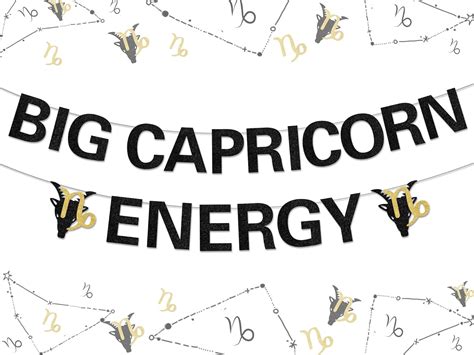 Amazon.com: Capricorn Birthday Party Decorations - Black Big Capricorn Energy Glitter Banner for ...