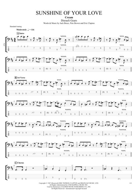 Sunshine of Your Love Tab by Cream (Guitar Pro) - Full Score | mySongBook