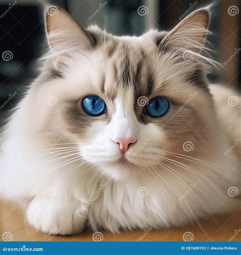 Beautiful Ragdoll with Sweet Blue Eyes Stock Illustration - Illustration of young, edge: 287608193