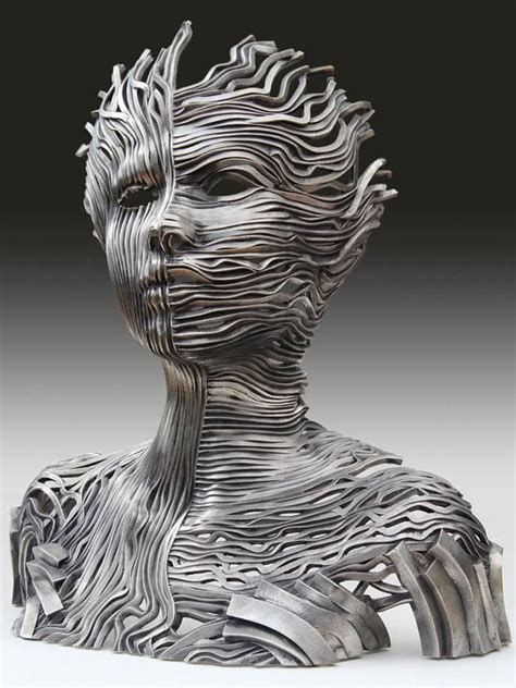 22 Creative Human Figure Metal Sculptures Composed of Unraveling Steel Ribbons by Gil Bruvel ...