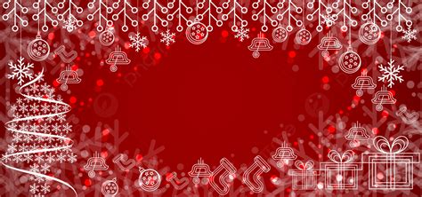 Line Art Christmas Background With Christmas Lamp, Snow, Decorative Christmas Tree, Christmas ...