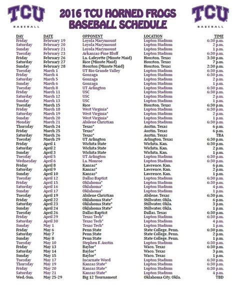 TCU Baseball Announces 2016 Schedule - Frogs O' War