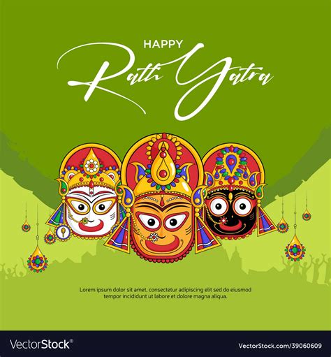 Banner design of happy ratha yatra Royalty Free Vector Image