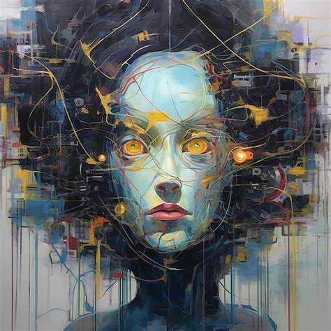 Premium AI Image | cyber futuristic oil painting f ace portrait style ...