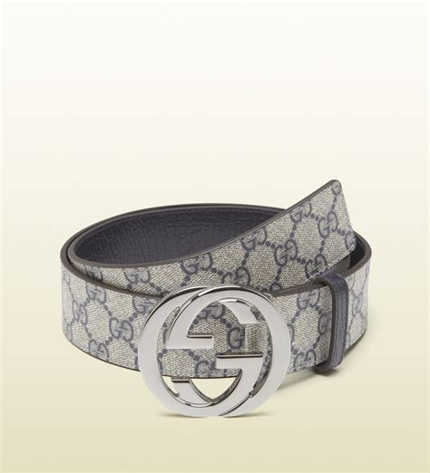 Gucci Gg Plus Belt With Interlocking G Buckle in Gray for Men | Lyst