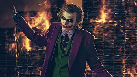 1920x1080 Heath Ledger Joker Cosplay Burning Buildings 4k Laptop Full ...