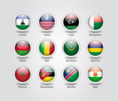 Premium Vector | 3D Icons glossy set for African countries flags