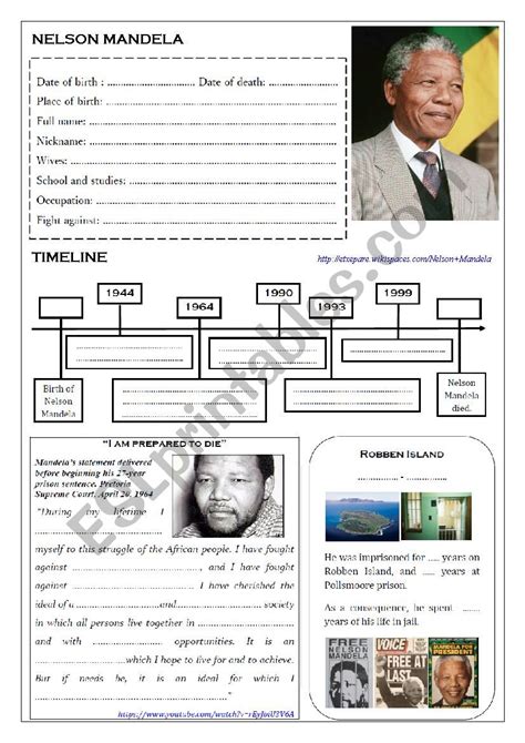 NELSON MANDELA - ESL worksheet by Melscott26