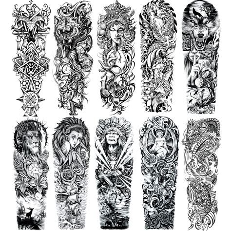 Buy LEOARS Black Temporary Sleeve Tattoo for Men and Women, Full Arm ...