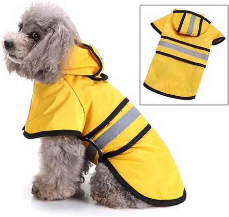 smalllee_lucky_store Waterproof Dog Raincoat with Hood Pet Rain Jacket with Harness Leash Hole ...