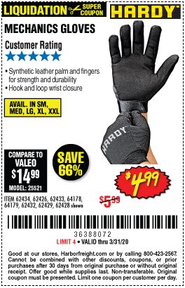 HARDY Mechanics Gloves for $4.99 | Mechanic gloves, Harbor freight ...